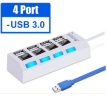 SMARTBUY (SBHA-7304-W) USB 3.0 хаб + выкл., 4 порта, белый
