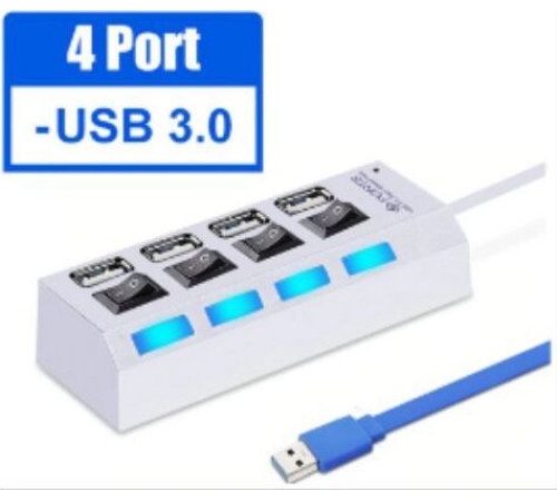 SMARTBUY (SBHA-7304-W) USB 3.0 хаб + выкл., 4 порта, белый