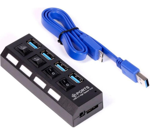 SMARTBUY (SBHA-7304-B) USB 3.0 хаб + выкл., 4 порта, черный