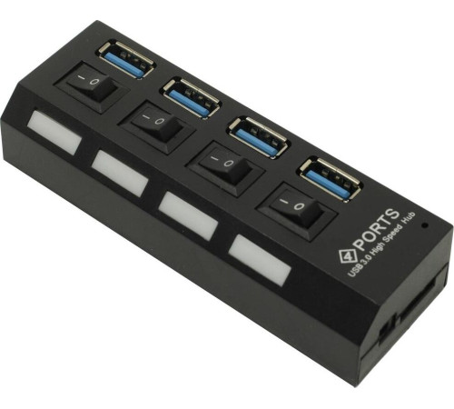 SMARTBUY (SBHA-7304-B) USB 3.0 хаб + выкл., 4 порта, черный
