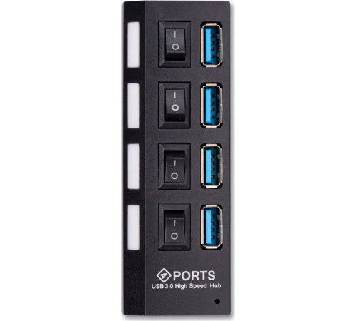 SMARTBUY (SBHA-7304-B) USB 3.0 хаб + выкл., 4 порта, черный