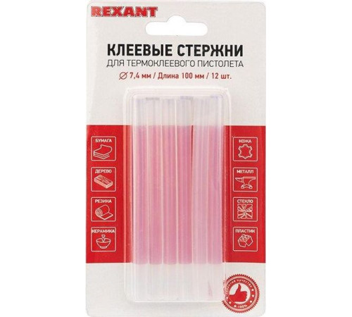 REXANT (09-1010) Клеевые стержни, O=7мм, 100мм, прозрачные