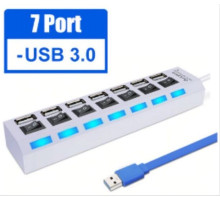 SMARTBUY (SBHA-7307-W) USB 3.0 хаб + выкл., 7 портов, белый