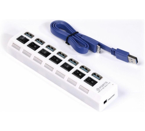 SMARTBUY (SBHA-7307-W) USB 3.0 хаб + выкл., 7 портов, белый
