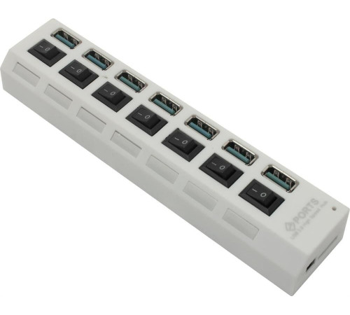 SMARTBUY (SBHA-7307-W) USB 3.0 хаб + выкл., 7 портов, белый