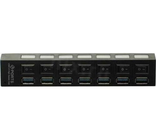 SMARTBUY (SBHA-7307-B) USB 3.0 хаб + выкл., 7 портов, черный
