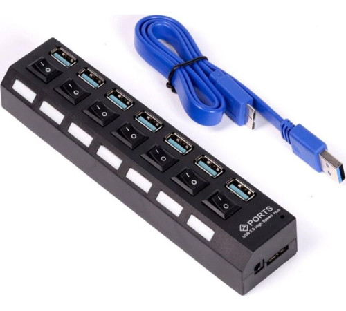 SMARTBUY (SBHA-7307-B) USB 3.0 хаб + выкл., 7 портов, черный
