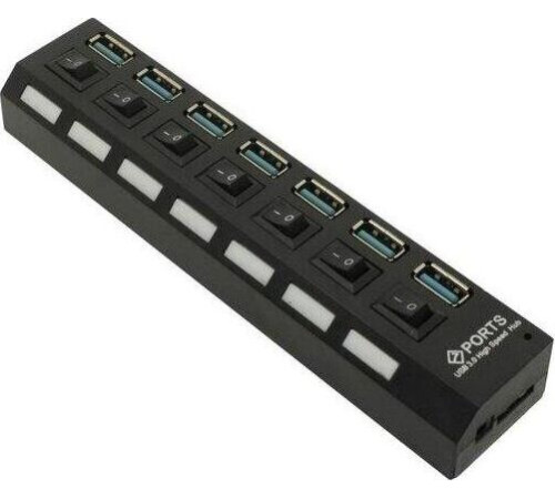 SMARTBUY (SBHA-7307-B) USB 3.0 хаб + выкл., 7 портов, черный