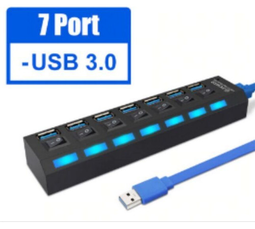 SMARTBUY (SBHA-7307-B) USB 3.0 хаб + выкл., 7 портов, черный