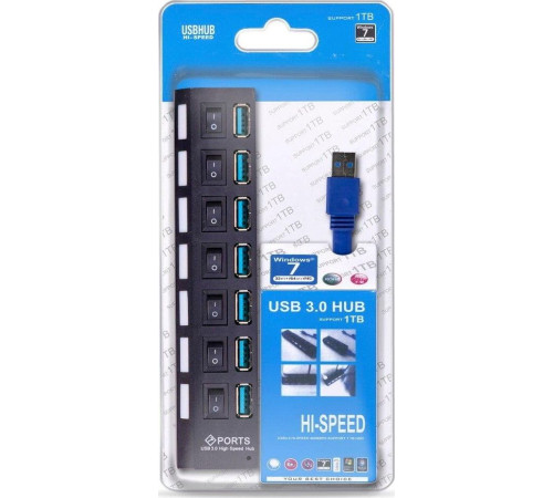 SMARTBUY (SBHA-7307-B) USB 3.0 хаб + выкл., 7 портов, черный