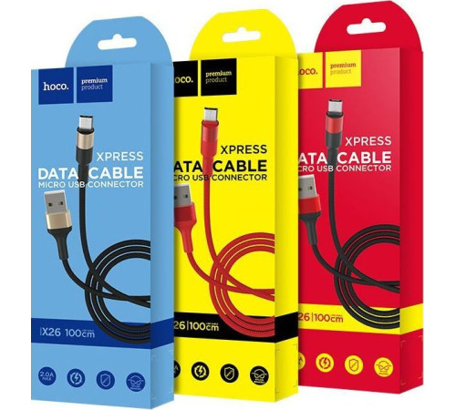 HOCO (6957531080220) X26 USB (m)-microUSB (m) 1.0м - красный/черный