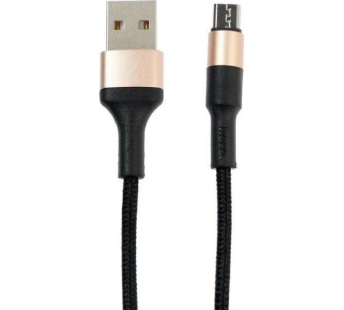 HOCO (6957531080213) X26 USB (m)-microUSB (m) 1.0м - черный/золотой