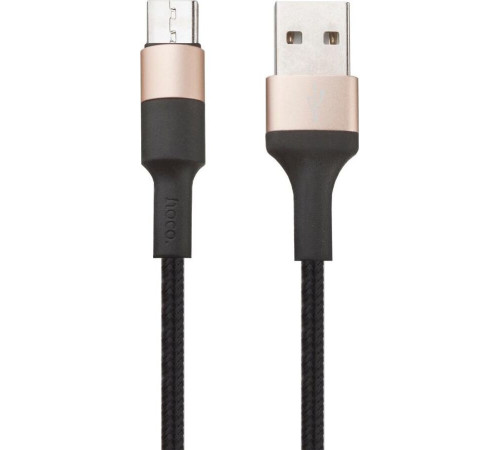 HOCO (6957531080213) X26 USB (m)-microUSB (m) 1.0м - черный/золотой