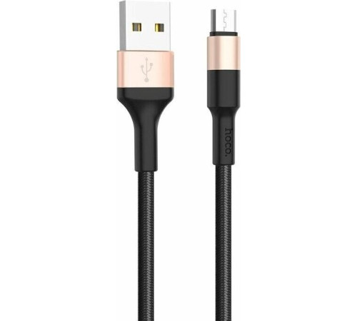 HOCO (6957531080213) X26 USB (m)-microUSB (m) 1.0м - черный/золотой