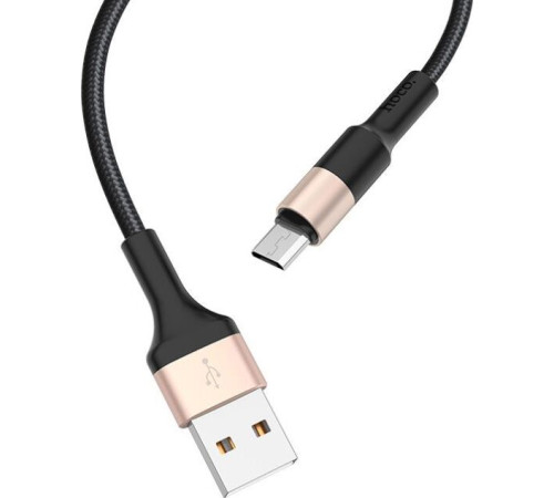 HOCO (6957531080213) X26 USB (m)-microUSB (m) 1.0м - черный/золотой