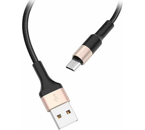 HOCO (6957531080213) X26 USB (m)-microUSB (m) 1.0м - черный/золотой
