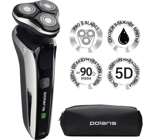 POLARIS PMR 0307RС WET&DRY PRO 5 BLADES+ черный/хром