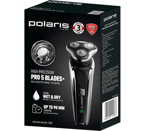 POLARIS PMR 0307RС WET&DRY PRO 5 BLADES+ черный/хром