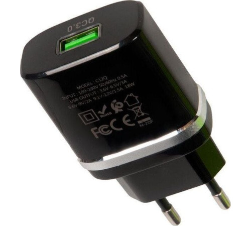 HOCO (6931474716293) C12Q 1USB 3.0A QC3.0 TYPE-C 1м черный
