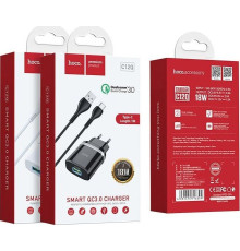 HOCO (6931474716293) C12Q 1USB 3.0A QC3.0 TYPE-C 1м черный