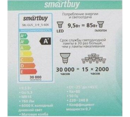 SMARTBUY (SBL-GU5_3-9_5-60K) 9.5W/6000K/GU5.3