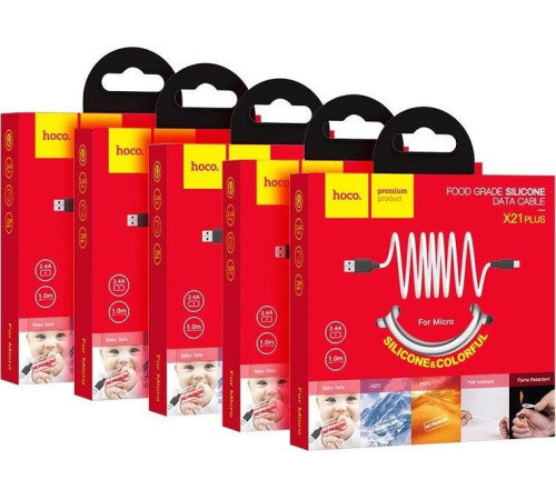 HOCO (6957531071389) X21 USB (m)-microUSB (m) 1.0м - белый/черный