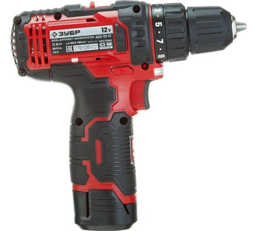 ЗУБР ДШЛ-125-22 12В, 2 АКБ (2Ач), в кейсе