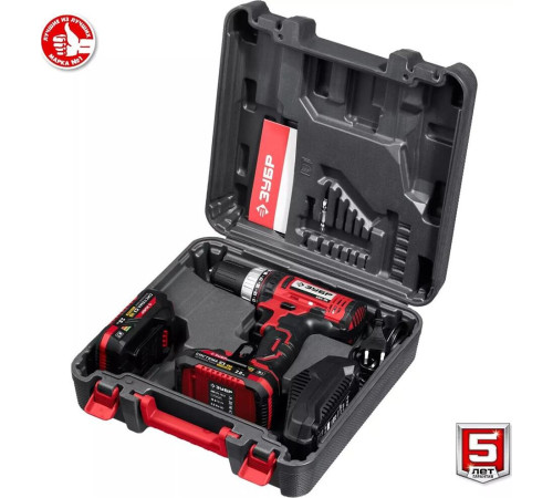 ЗУБР ДШЛ-185-22 18В, 2 АКБ (2Ач), в кейсе, дрель-шуруповерт.