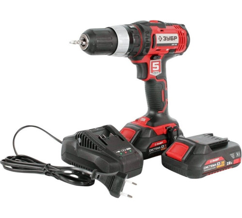 ЗУБР ДШУ-185-22 18В, 2 АКБ (2Ач), в кейсе, ударная дрель-шуруповер.