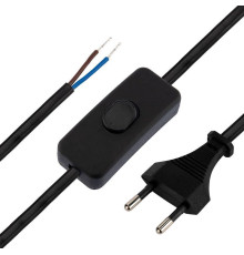 REXANT (11-1134) Сетевой шнур с выкл. 2х0,75 мм2, 1,8 м черный