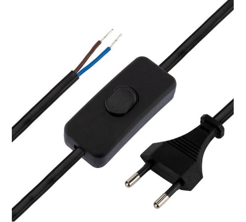 REXANT (11-1134) Сетевой шнур с выкл. 2х0,75 мм2, 1,8 м черный