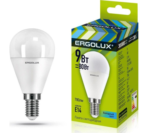 ERGOLUX (13174) LED-G45-9W-E14-4K