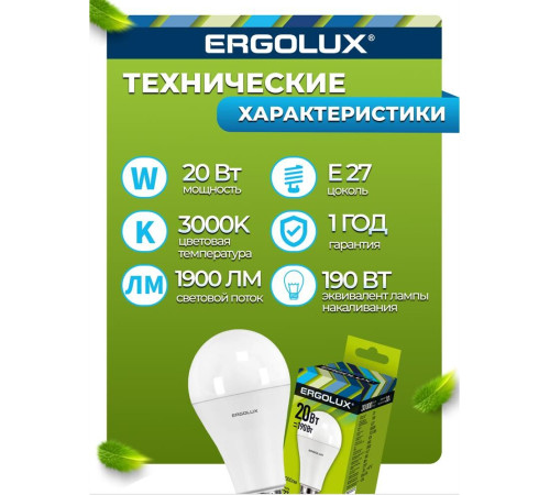 ERGOLUX (13182) LED-A65-20W-E27-3K