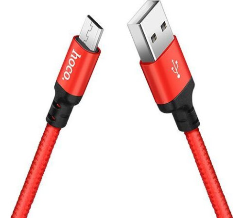 HOCO (6957531062851) X14 USB (m)-microUSB (m) 1.0м - красный/черный