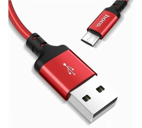 HOCO (6957531062851) X14 USB (m)-microUSB (m) 1.0м - красный/черный