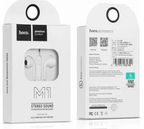 HOCO (6957531032700) M1 ORIGINAL SERIES AUX 3.5мм белый