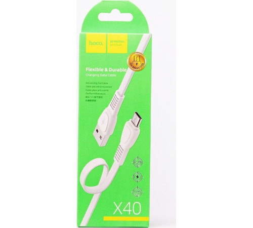 HOCO (6931474711687) X40 USB (m)-microUSB (m) 1.0м - белый