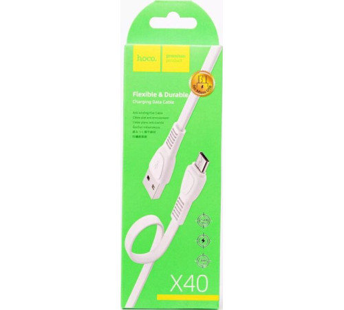 HOCO (6931474711687) X40 USB (m)-microUSB (m) 1.0м - белый
