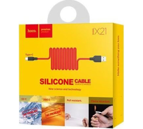 HOCO (6957531071419) X21 USB (m) - Type-C (m) 1.0m - красный/черный