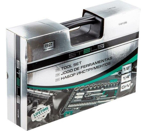 STELS Набор инструментов, 1/2 , 1/4 , CrV, пластиковый кейс 82 предм. 14105