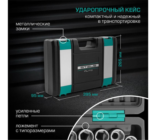 STELS Набор инструментов, 1/2 , 1/4 , CrV, пластиковый кейс 82 предм. 14105