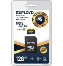 EXPLOYD MicroSDXC 128GB Class10 + адаптер SD (95MB/s) [EX128GCSDXC10UHS-1-ElU3]