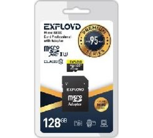 EXPLOYD MicroSDXC 128GB Class10 + адаптер SD (95MB/s) [EX128GCSDXC10UHS-1-ElU3]