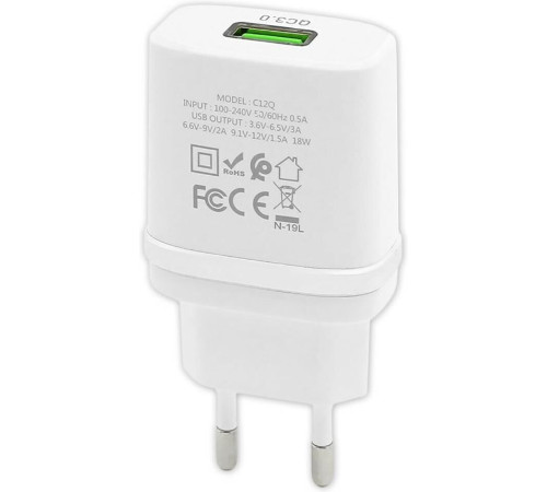 HOCO (6931474716286) C12Qm QC3.0 White + кабель MICRO USB