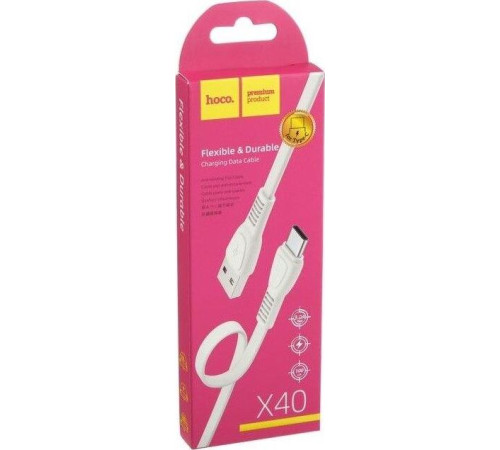 HOCO (6931474711700) X40 USB (m)-Type-C (m) 1.0м - белый