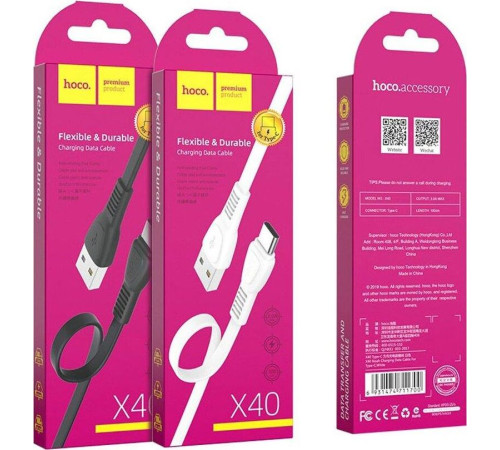 HOCO (6931474711700) X40 USB (m)-Type-C (m) 1.0м - белый