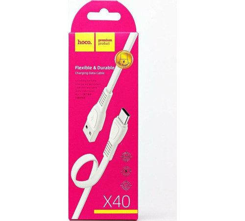 HOCO (6931474711700) X40 USB (m)-Type-C (m) 1.0м - белый