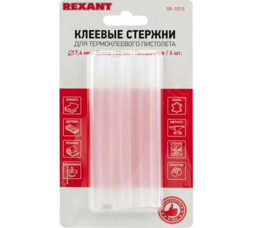 REXANT (09-1015) клеевые стержни, O=7мм, 100мм, прозрачные