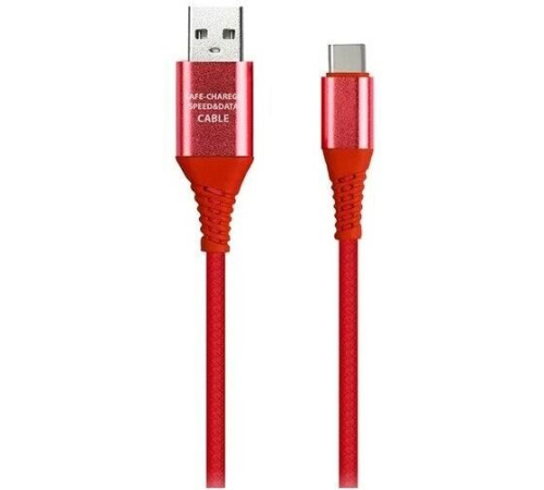 SMARTBUY (iK-3112ERG red) Type C кабель в рез.оплет. Gear, 1м - красный