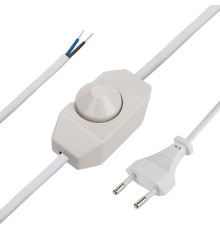 REXANT (11-1139) Сетевой шнур с диммером, 2х0,75 мм2, 2 м белый
